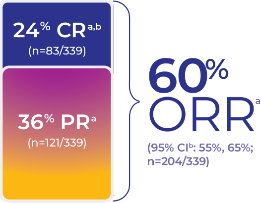 Image showing overall response rate from clinical trial   