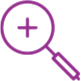 Icon of a microscope with plus sign for enlarging  