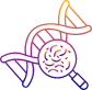 Graphic of DNA double helix with magnifying glass for NTRK gene fusion testing